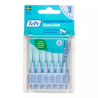 TEPE Medzobna ščetka x-soft 0,6 mm ISO 3 modre, 6 kosov