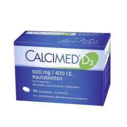 CALCIMED D3 600 mg/400 I.U. Žvečljive tablete, 96 kosov