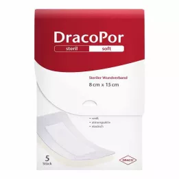 DRACOPOR Obloga za rane 8x15 cm, sterilna, 5 kosov