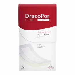 DRACOPOR Obloga za rane 10x20 cm, sterilna, 5 kosov