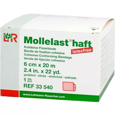 Mollelast lepilo brez lateksa 6cmx20m raztegnjeno rdeče, 1 kos