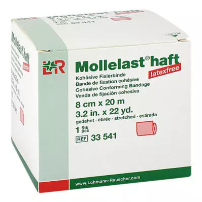 Mollelast lepilo brez lateksa 8cmx20m raztegnjeno rdeče, 1 kos