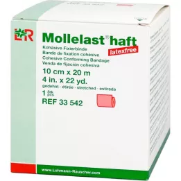 MOLLELAST samolepilni povoji brez lateksa 10 cmx20 m rdeči, 1 kos