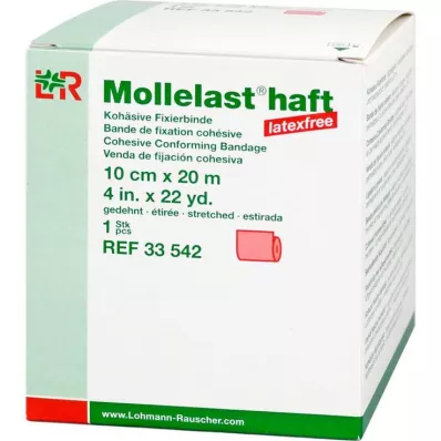 Mollelast lepilo brez lateksa 10cmx20m raztegnjeno rdeče, 1 kos