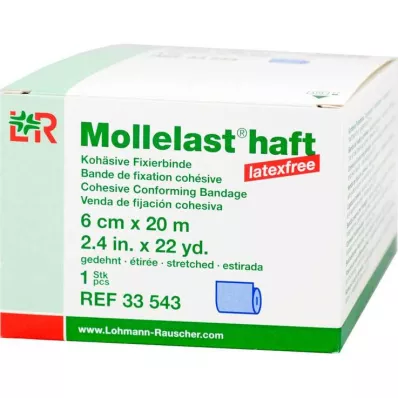 Mollelast lepilo brez lateksa 6cmx20m raztegnjeno modro, 1 kos Mollelast lepilo brez lateksa 6cmx20m raztegnjeno modro, 1 kos
