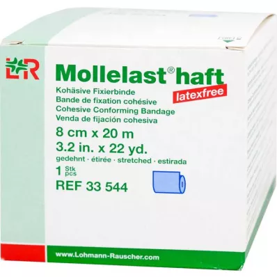 Mollelast lepilo brez lateksa 8cmx20m raztegnjeno modro, 1 kos Mollelast lepilo brez lateksa 8cmx20m raztegnjeno modro, 1 kos