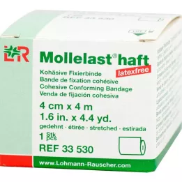 MOLLELAST samolepilni povoji brez lateksa 4 cmx4 m beli, 1 kos