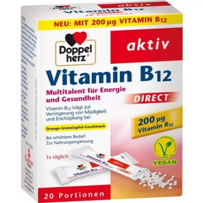 DOPPELHERZ Vitamin B12 DIRECT Peleti, 20 kosov