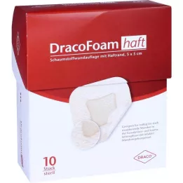 DRACOFOAM Lepilna penasta obloga za rane 5x5 cm, 10 kosov