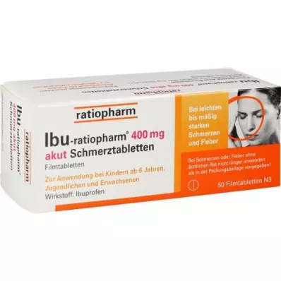 IBU-RATIOPHARM 400 mg filmsko obložene tablete za akutno bolečino, 50 kosov