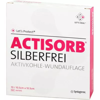 ACTISORB SILBERFREI Aktivno oglje 10,5x10,5 cm, 10 kosov
