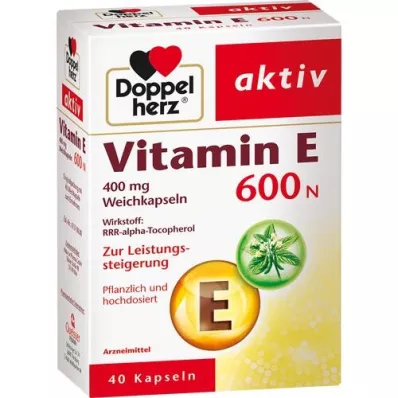 DOPPELHERZ Vitamin E 600 N mehke kapsule, 40 kosov