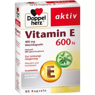 DOPPELHERZ Vitamin E 600 N mehke kapsule, 80 kosov