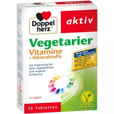 DOPPELHERZ Vegetarijanski vitamini+minerali aktivni, 30 kosov