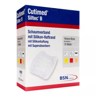 Cutimed Siltec B penasta obloga 10x10 cm z lepljivim robom, 12 kosov Cutimed Siltec B penasta obloga 10x10 cm z lepljivim robom, 12 kosov