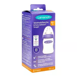 LANSINOH Steklenička s širokim vratom 160 ml s sesalcem S, 1 kos