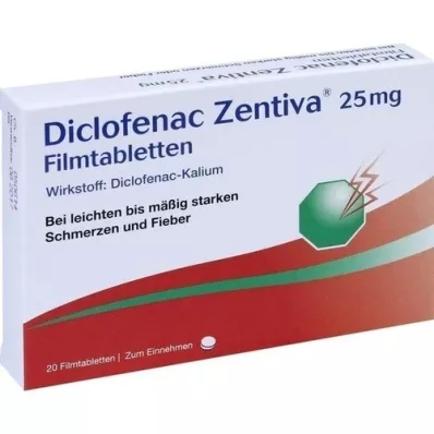 DICLOFENAC Zentiva 25 mg filmsko obložene tablete, 20 kosov