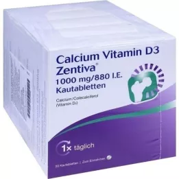 CALCIUM VITAMIN D3 Zentiva 1000 mg/880 I.U., tableta za žvečenje, 100 kosov