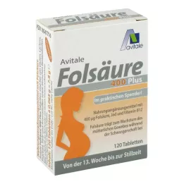 FOLSÄURE 400 Plus B12+jod tablete, 120 kapsul