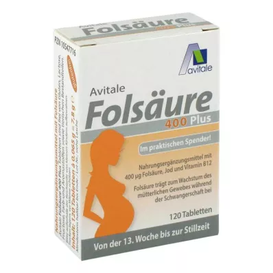 FOLSÄURE 400 Plus B12+jod tablete, 120 kapsul