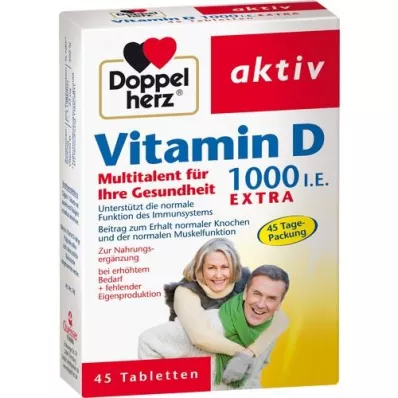 DOPPELHERZ Vitamin D3 1000 I.U. EXTRA Tablete, 45 kosov