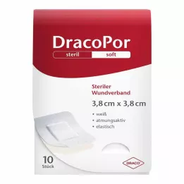 DRACOPOR Obloga za rane 3,8x3,8 cm, sterilna, 10 kosov