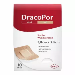 DRACOPOR Obloga za rane 3,8x3,8 cm, sterilna, kožne barve, 10 kosov