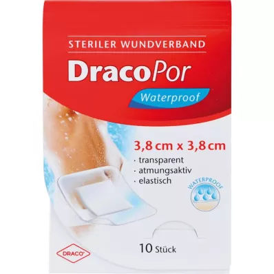 DRACOPOR vodoodporna obloga za rane 3,8x3,8 cm, sterilna, 10 kosov