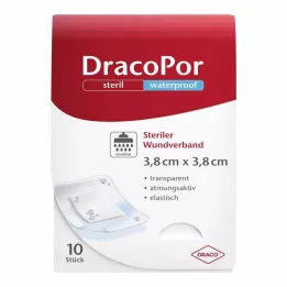 DRACOPOR vodoodporna obloga za rane 3,8x3,8 cm, sterilna, 10 kosov