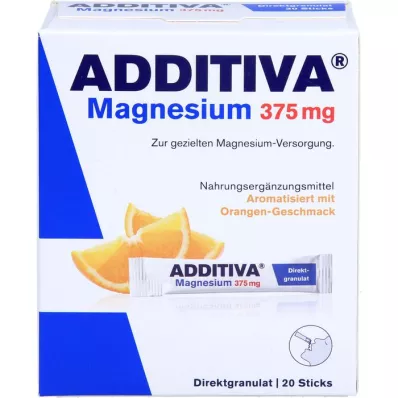 ADDITIVA Magnezij 375 mg pomarančne palčke, 20 kosov