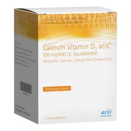 CALCIUM VITAMIN D3 acis 500 mg/400 I.U. žvečljive tablete, 100 kosov