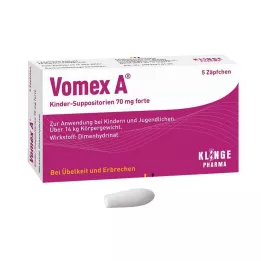 VOMEX A pediatrične svečke 70 mg forte, 5 kosov