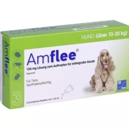 AMFLEE 134 mg spot-on raztopina za srednje velike pse 10-20 kg, 3 kosi