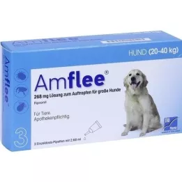 AMFLEE 268 mg raztopina spot-on za velike pse 20-40 kg, 3 kosi