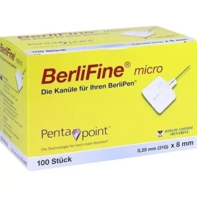 BERLIFINE mikroigle 0,25x8 mm, 100 kosov