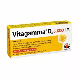 VITAGAMMA D3 5.600 I.U. Vitamin D3 NEM Tablete, 20 kosov