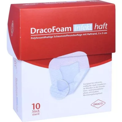 DRACOFOAM Infekt haft Penasta obloga za rane 5x5 cm, 10 kosov DRACOFOAM Infekt haft Penasta obloga za rane 5x5 cm, 10 kosov