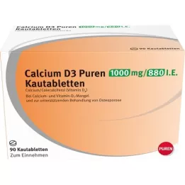 CALCIUM D3 Puren 1000 mg/880 I.U. žvečljive tablete, 90 kapsul