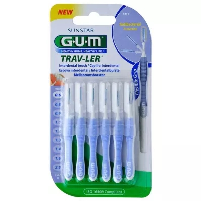 GUM TRAV-LER Medzobna ščetka 0,6 mm svečke svetlo modre barve, 6 kosov