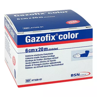 Gazofix barvni fiksirni povoj koheziv 6 cmx20 m moder, 1 kos