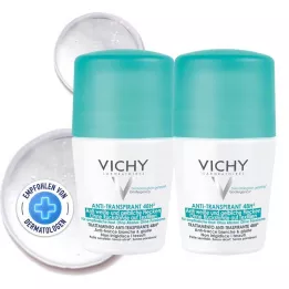 VICHY DEO Roll-on proti madežem 48h, 2X50 ml