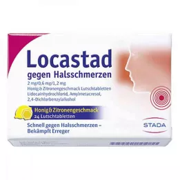 LOCASTAD proti bolečinam v grlu Honey-Lemon Lut.-T., 24 kosov