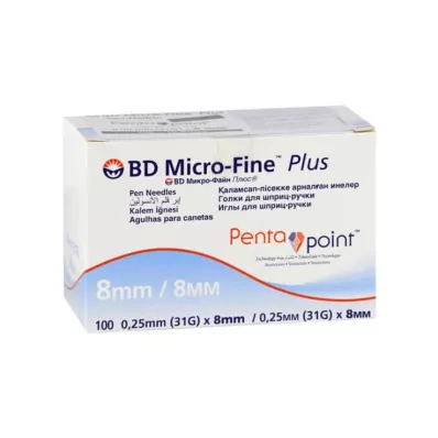 BD Micro-Fine + 8 igel 0,25x8 mm, 100 kos BD Micro-Fine + 8 igel 0,25x8 mm, 100 kos