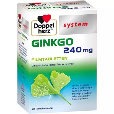 DOPPELHERZ Ginkgo 240 mg sistemske filmsko obložene tablete, 120 kosov