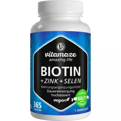 BIOTIN 10 mg tablete z visokim odmerkom + cink + selen, 365 kosov