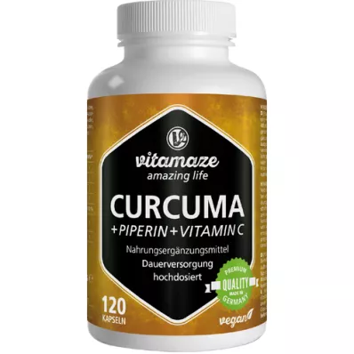 CURCUMA+PIPERIN+Vitamin C veganske kapsule, 120 kosov