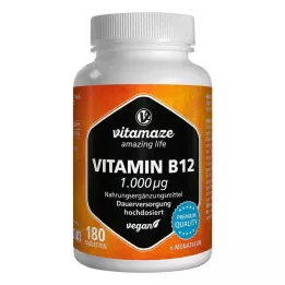 VITAMIN B12 1000 µg veganske tablete z visokim odmerkom, 180 kosov