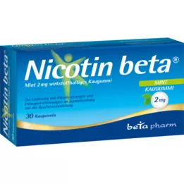 NICOTIN Beta Mint 2 mg žvečilni gumi, ki vsebuje aktivno učinkovino, 30 kosov