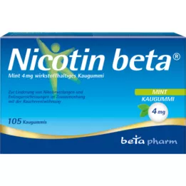 NICOTIN žvečilni gumi beta Mint 4 mg, ki vsebuje aktivno učinkovino, 105 kosov