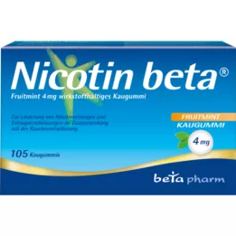 NICOTIN beta Fruitmint 4 mg žvečilni gumi, ki vsebuje aktivno učinkovino, 105 kosov
